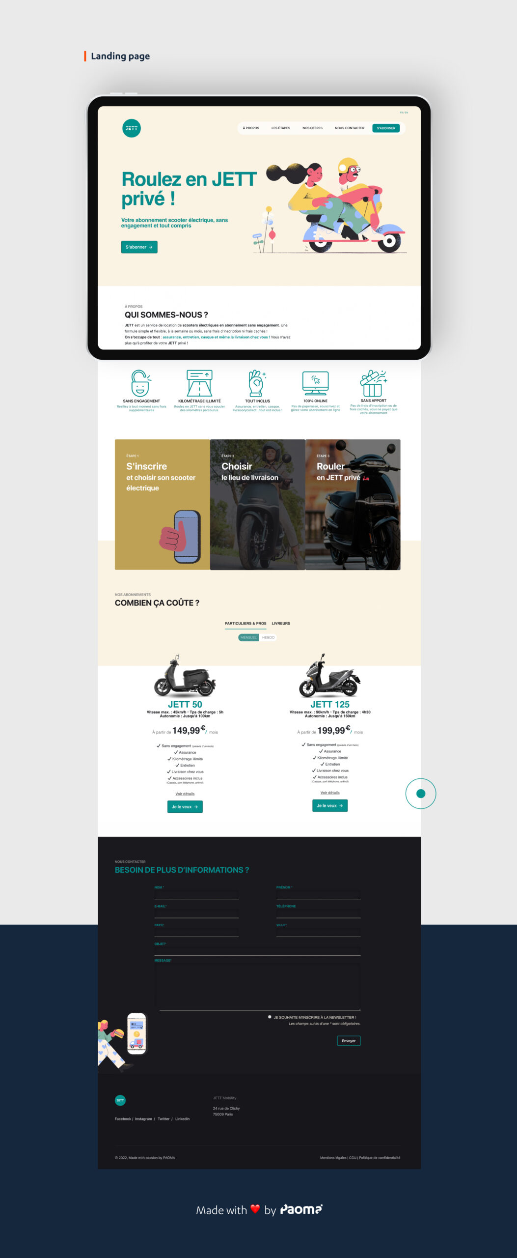 Landing Page JETT I by PAOMA® Agence de marketing Digitale
