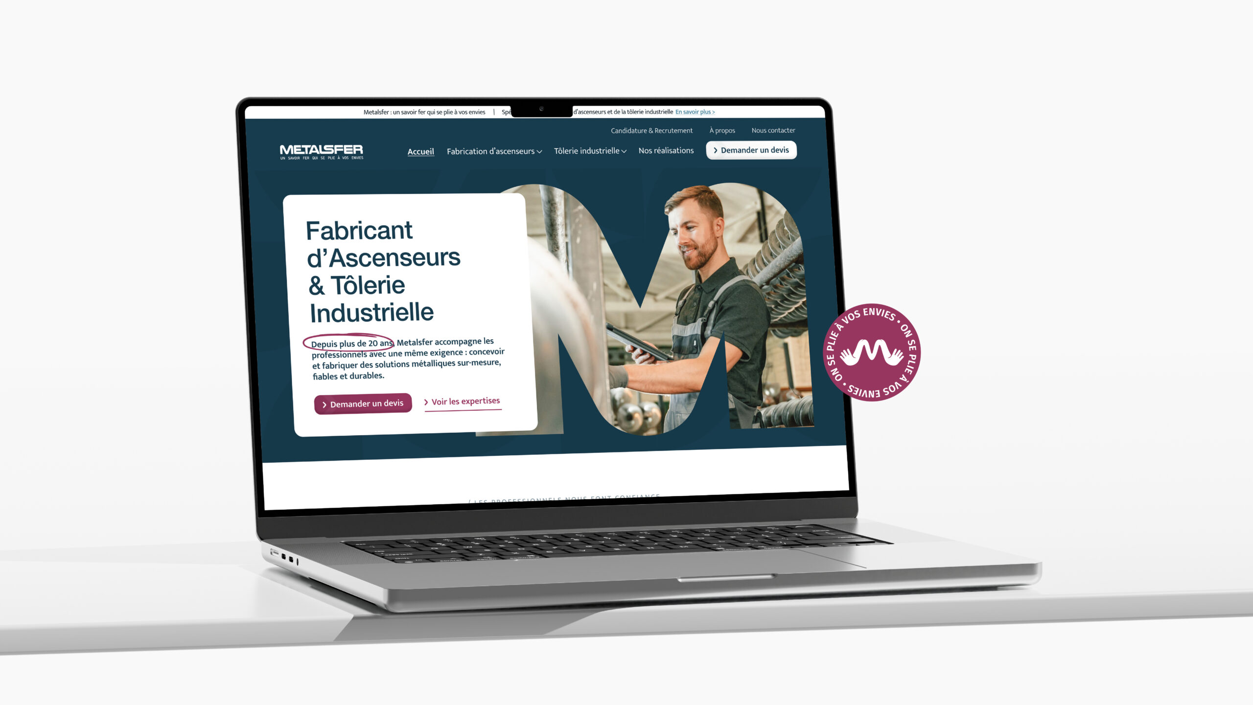 Accueil du nouveau site Web modernisé de Metalsfer sur écran d'ordinateur.